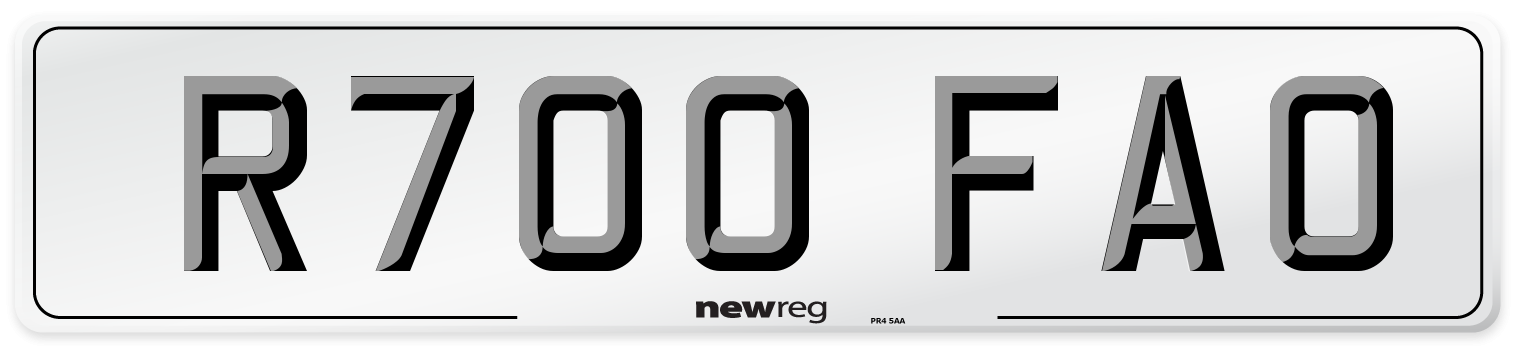 R700 FAO Number Plate from New Reg